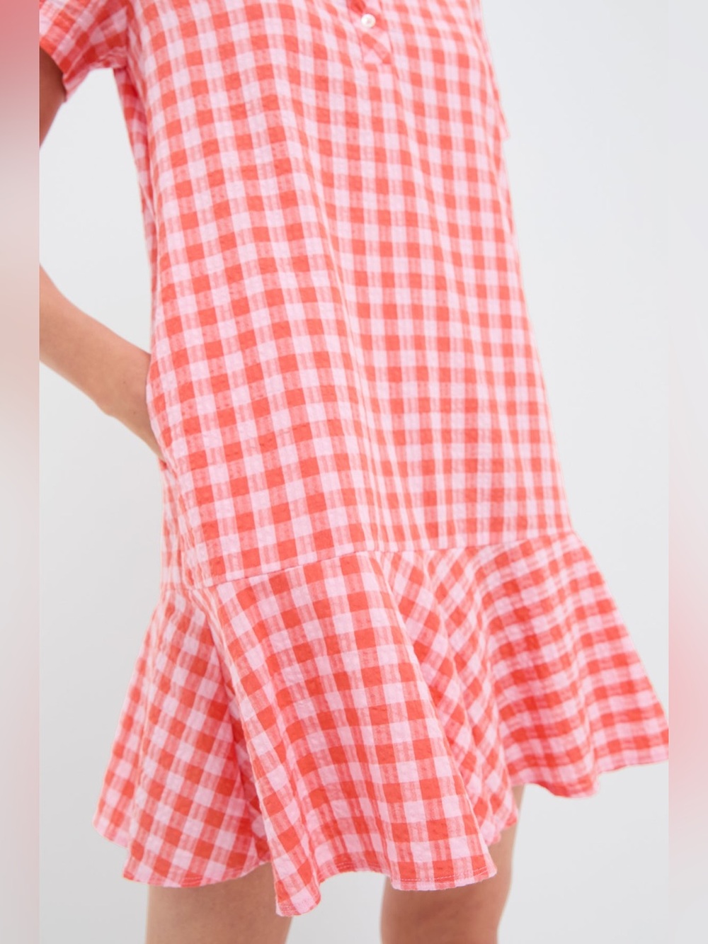 Tuckernuck Orange and Pink Seersucker Short Sleeve May Dress (MSRP: $148) Size L - Picture 5 of 6